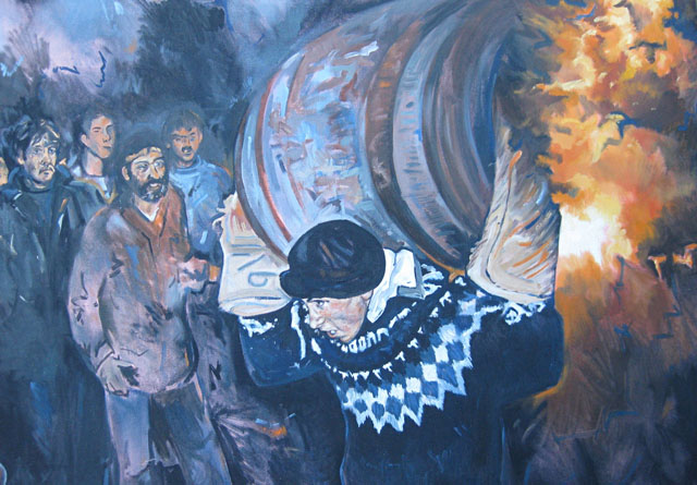 Youth Barrels - a family tradition!  Acrylic on canvas. 